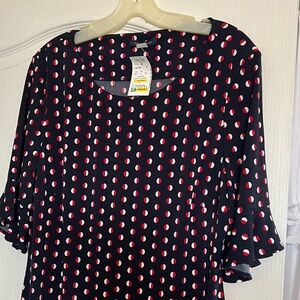 Tommy Hilfiger Black and Red Polka Dot Midi Dress